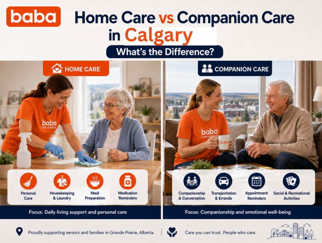Home Care vs Companion Care in Calgary: What's the Difference?